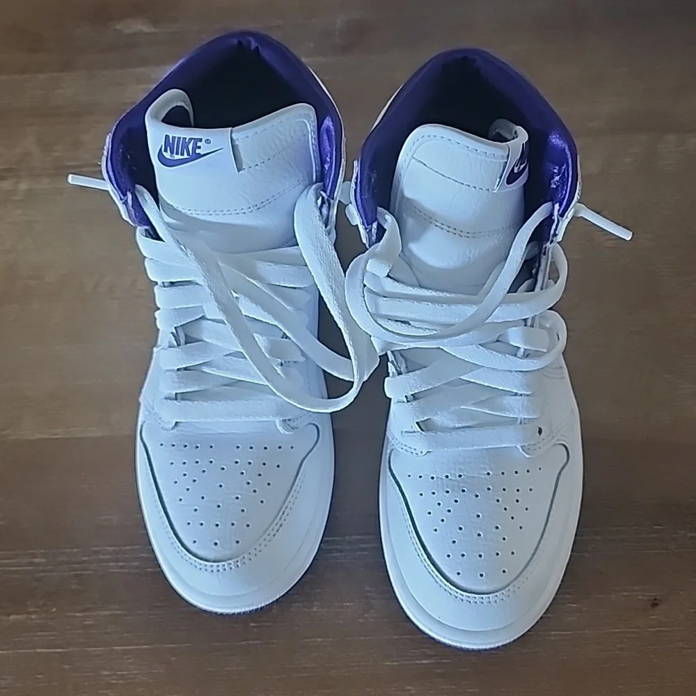 Nike Air Jordan 1 High Court Purple White Youth 3Y Sneakers CU0449-151